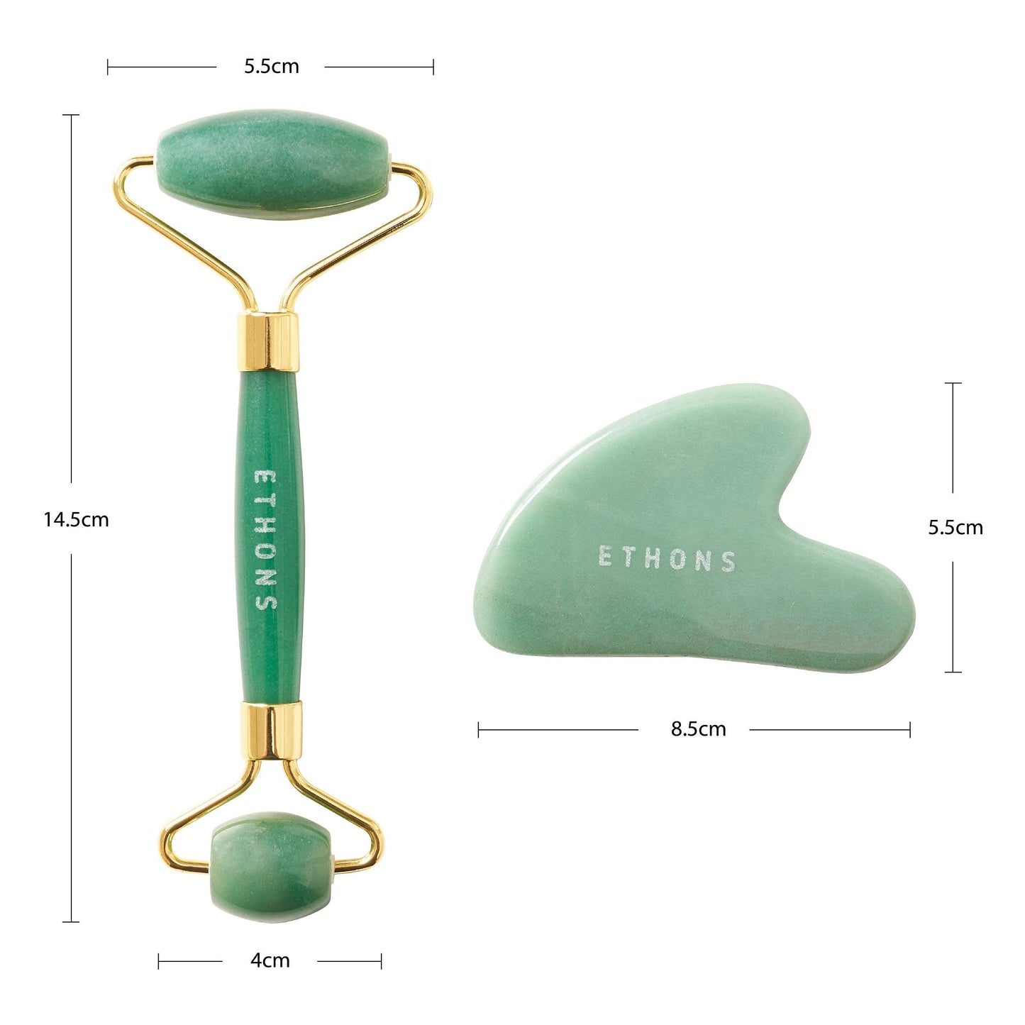 ETHONS Jade Roller & Gua Sha 2 in 1 For Face - Premium Construction Face Massager - Skin Tightening De-Puff Face Scraper - Anti Aging - Relieves Beauty & Personal Care ETHONS