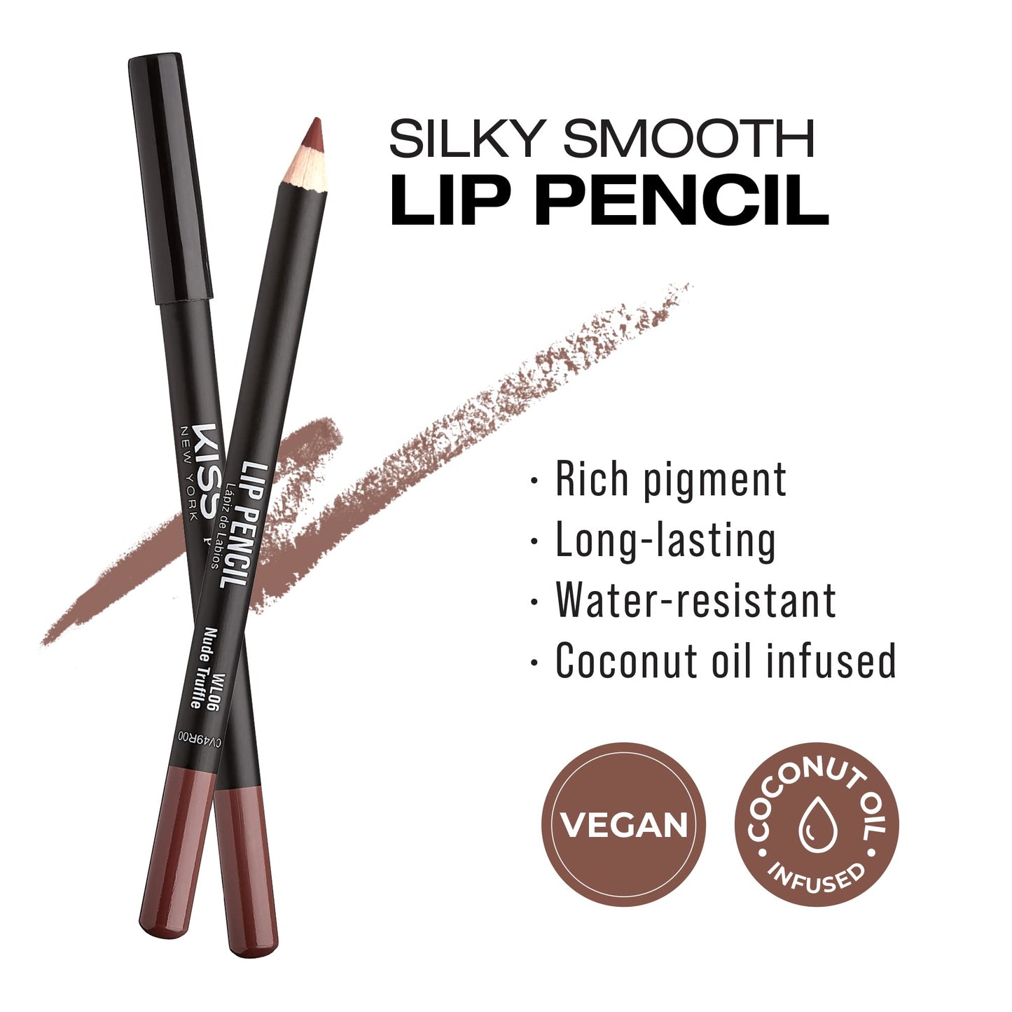 Kiss New York Professional Slim Long-Wear Lip Liner Pencil, Matte Finish Beauty & Personal Care Kiss