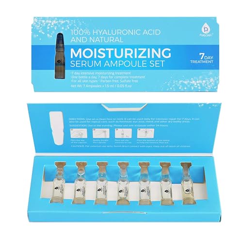 100% Hyaluronic Acid And Natural Moisturizing Serum Ampoule Set,Anti Aging Anti Wrinkle, 7 Day Treatment For All Skin Types Beauty & Personal Care PURSONIC