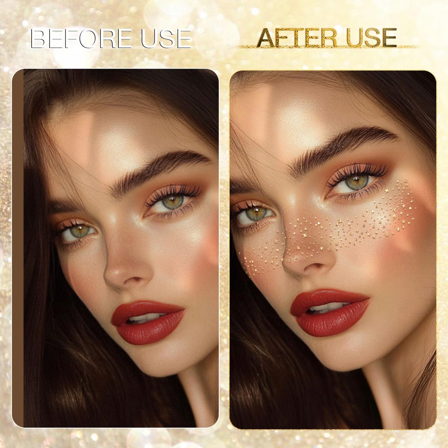 Wodelanle Glitter Freckles Face Tattoo, 24 Count Rose Gold Face Glitter Speckles Makeup Patches, Glow Up Makeup Patches, Cute Glitter Freckles Makeup Beauty & Personal Care Wodelanle