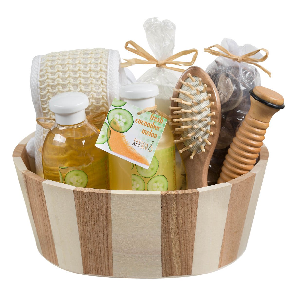 Wooden Massage & Reflexology Kit for Women at-Home Spa Kit for All-Over Body Relaxation & Rejuvenation with Fresh Cucumber Melon Aromatherapy Bath Beauty & Personal Care Freida and Joe