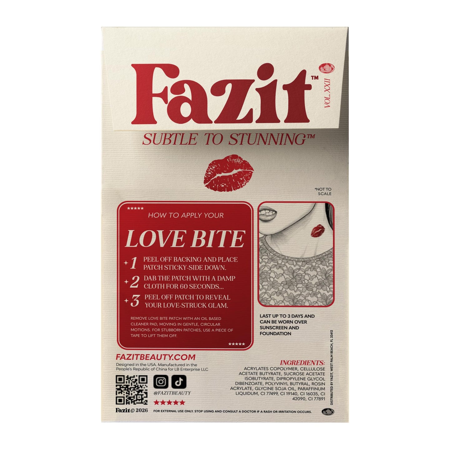 Fazit Makeup Patches - Love Bite - Glow Up Make-Up Patches - Cute Glitter Makeup Accessories For Women - Cosmetic Glitter For Face Beauty & Personal Care Fazit