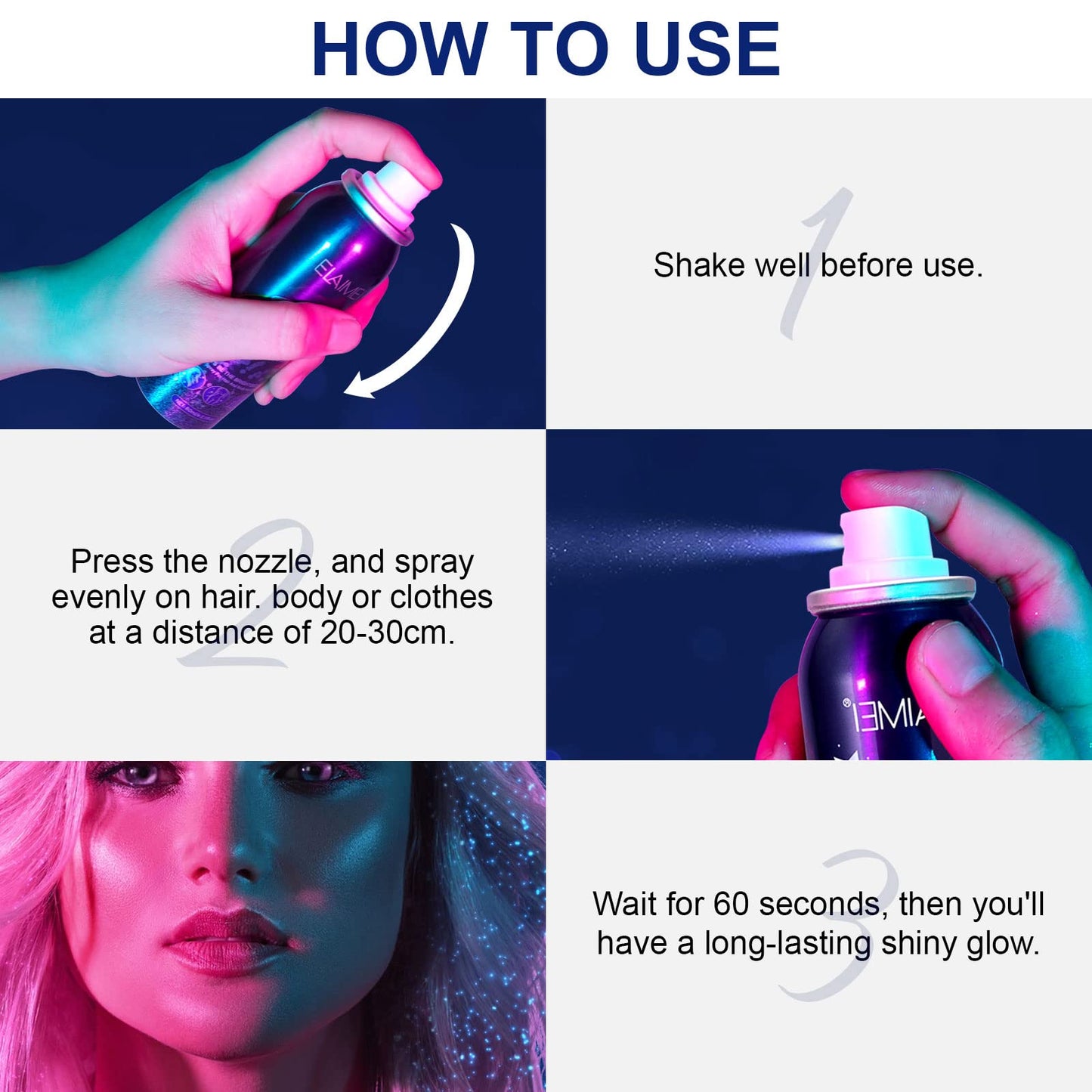 Shiny Glitter Spray for Hair, Tiktok Shiny Glitter Spray,Highlighter Powder for Party,Face, Body,Hair,Dress Prom Halloween Decorations Disco Ball Beauty & Personal Care sefudun