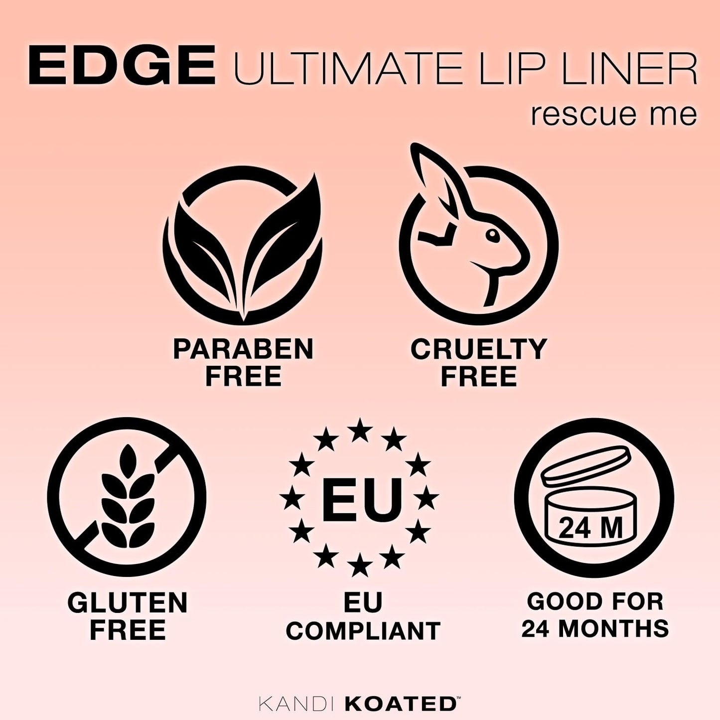 Kandi Koated Edge Lip Liner Pencil [Rescue Me] | Paraben-Free, Cruelty-Free Formula with Vitamin E and C | Beauty & Makeup Beauty & Personal Care Kandi