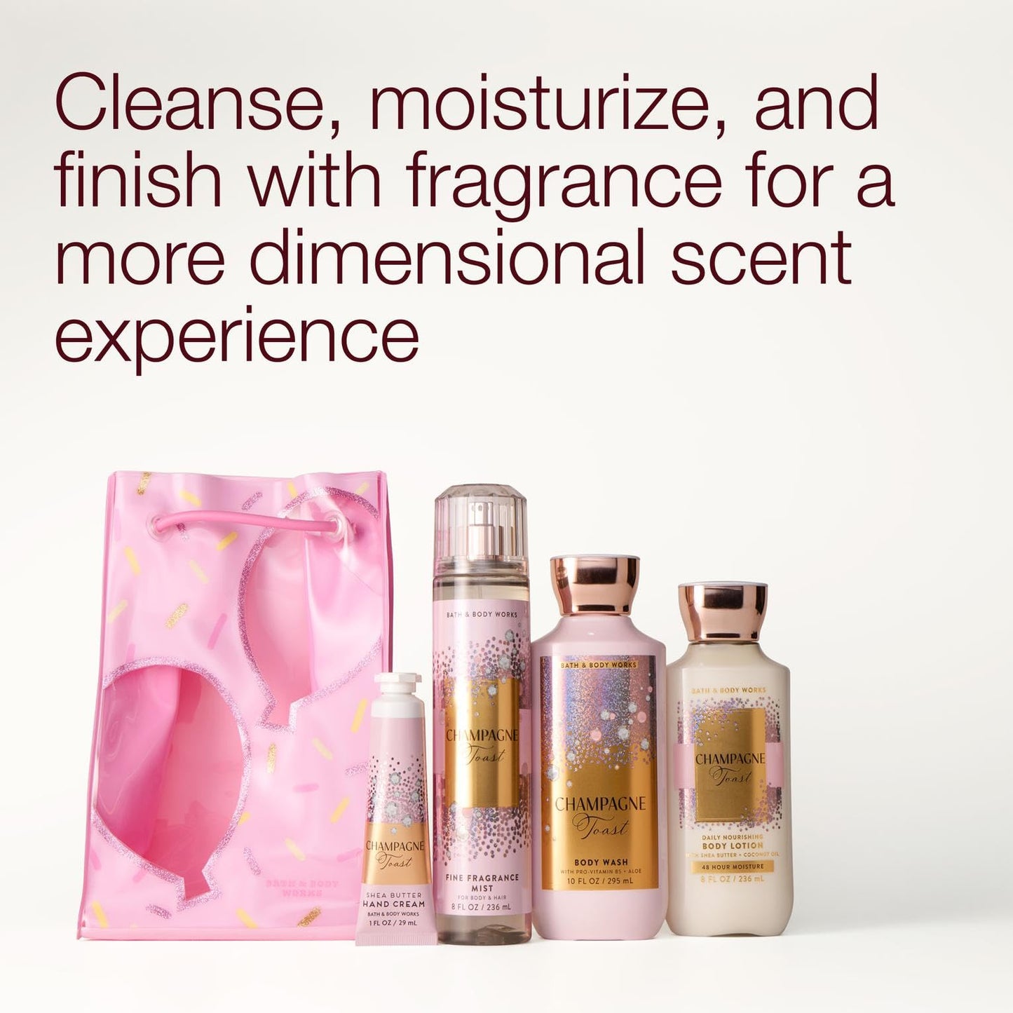 Bath & Body Works Champagne Toast Gift Set with Body Wash, Fine Fragrance Mist, Lotion, & Hand Cream - Personal Care Collection for Gifts or Beauty and Personal Care Bath & Body Works