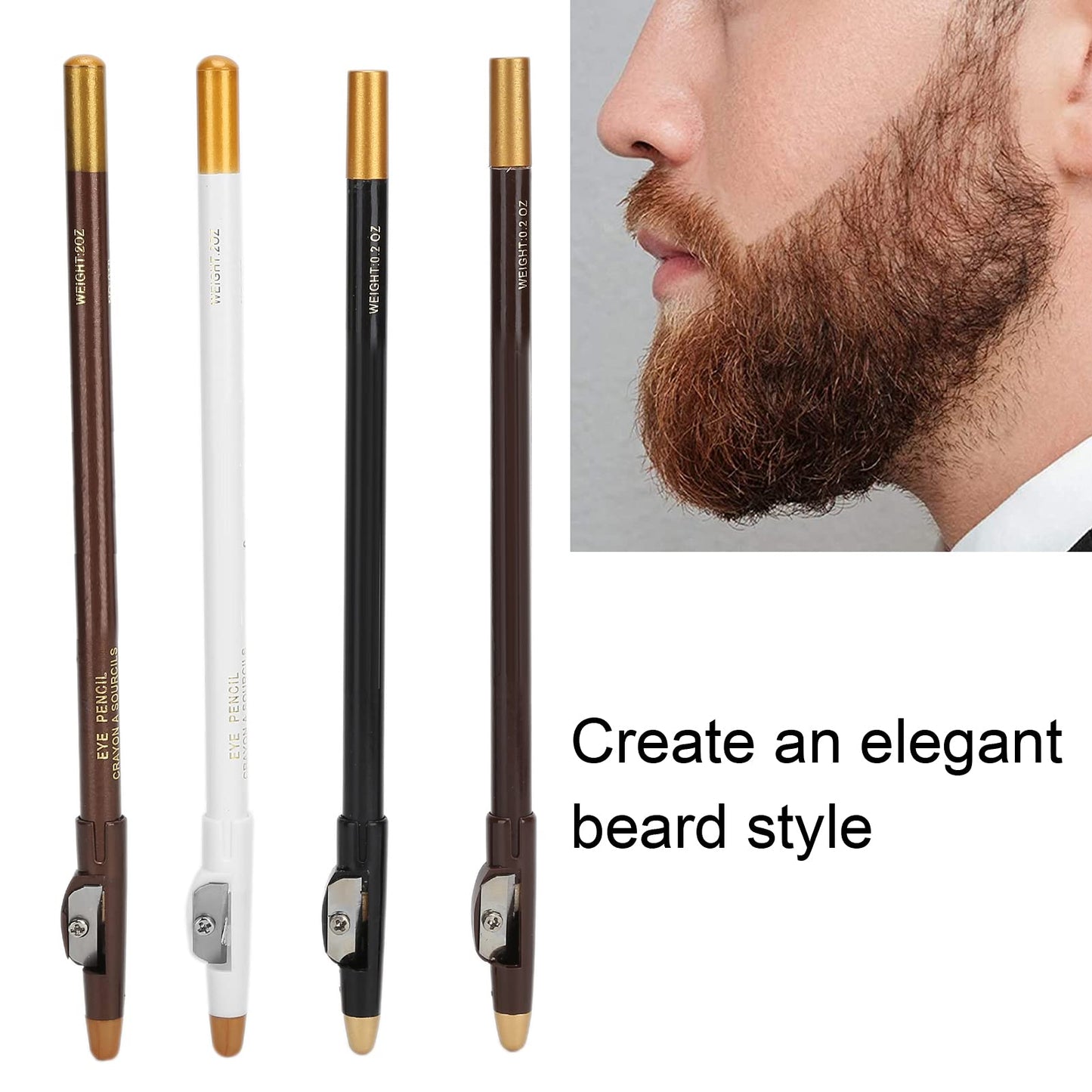 4pcs Kit(Black & White & Dark Brown & Light Brown), Beard and Hairline Pencils with Sharpener for Shaping Tools Stencils Beauty and Personal Care Betued