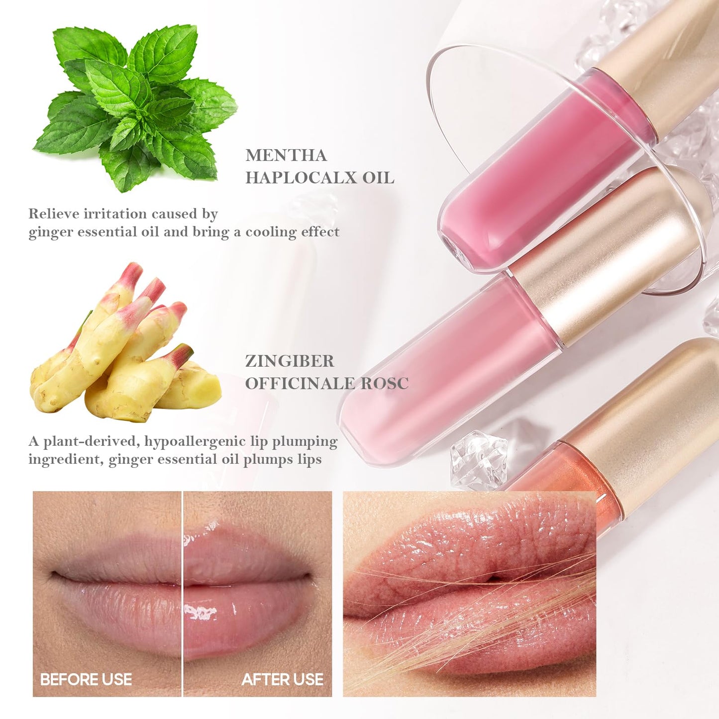 KISSIO Plumping Lip gloss,Glossy and Cool,Make Lips Plump and Moisturizing,Lip Gloss contains Peppermint and Beeswax,Cruelty Free,0.19 oz,05 Dogwood Beauty and Personal Care KISSIO