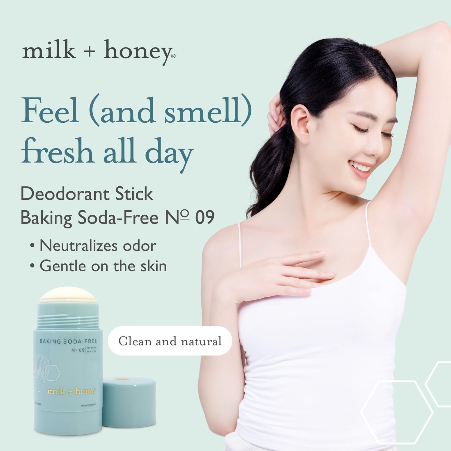 milk + honey Baking Soda Free Deodorant No. 09, Natural Aluminum Free Deodorant for Women and Men, with Lavender and Tea Tree Scent, 2.6 Oz Beauty and Personal Care milk + honey