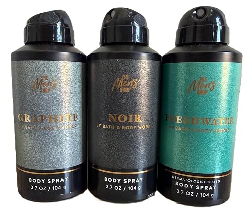 Bath & Body Works The Men's Shop Body Spray - Pack of 3 (Graphite, Noir, Freshwater) Beauty & Personal Care Bath & Body Works
