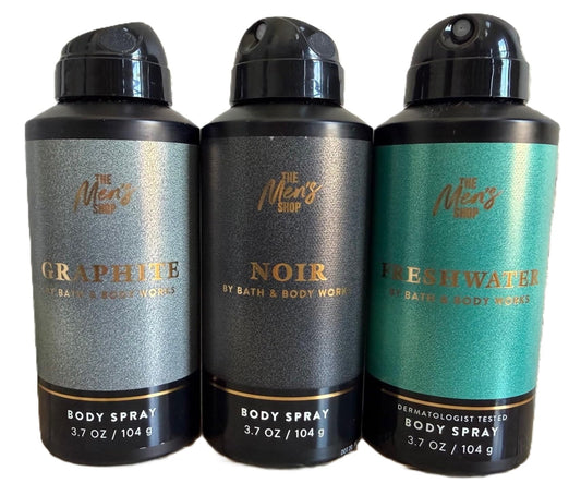 Bath & Body Works The Men's Shop Body Spray - Pack of 3 (Graphite, Noir, Freshwater) Beauty & Personal Care Bath & Body Works
