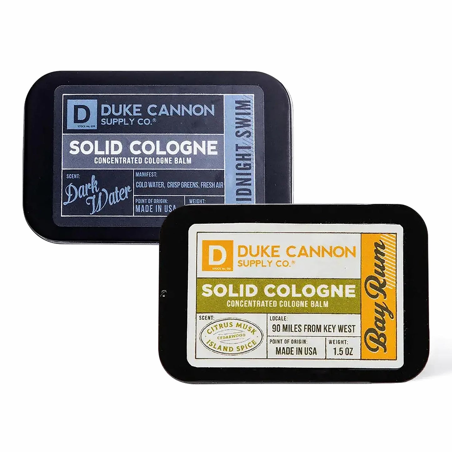 Duke Cannon Supply Co. Solid Cologne - Bay Rum + Midnight Swim - Solid Cologne for Men Beauty & Personal Care Duke Cannon Supply Co.