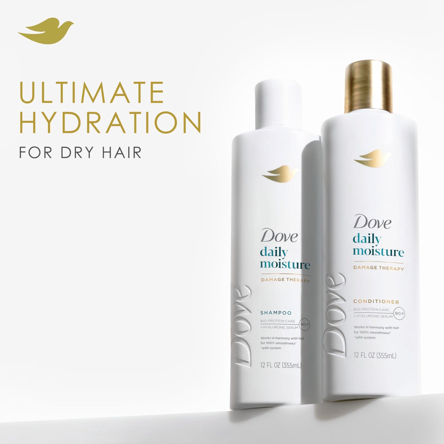 Dove Damage Therapy Shampoo Daily Moisture for Dry Hair with Bio-Protein Care Technology and Hyaluronic Serum 12 Fl Oz Beauty & Personal Care Dove