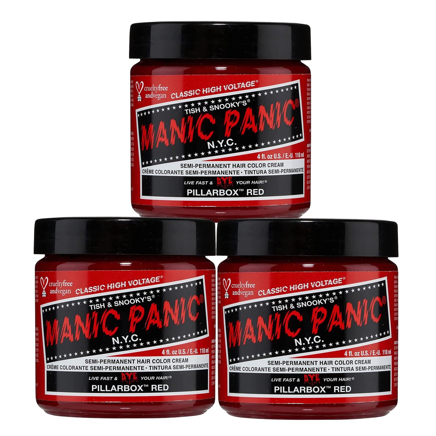 MANIC PANIC Classic Pillarbox Red Semi Permanent Hair Color - True Red Hair Dye for Women & Men That Lasts 4-6 Weeks - Vegan, Ammonia & Cruelty-Free Beauty & Personal Care MANIC PANIC