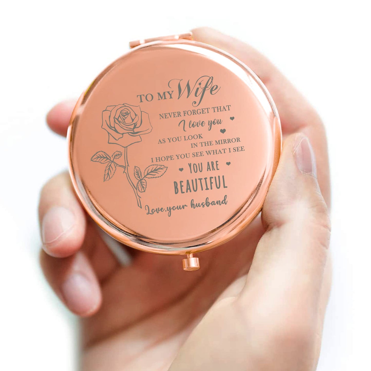 GAOLZIUY Gifts for Wife - Beautiful Wife Gift Rose Gold Compact Mirror, Birthday Gifts for Women, Wedding Anniversary, Valentines Day, Mothers Day Beauty & Personal Care GAOLZIUY