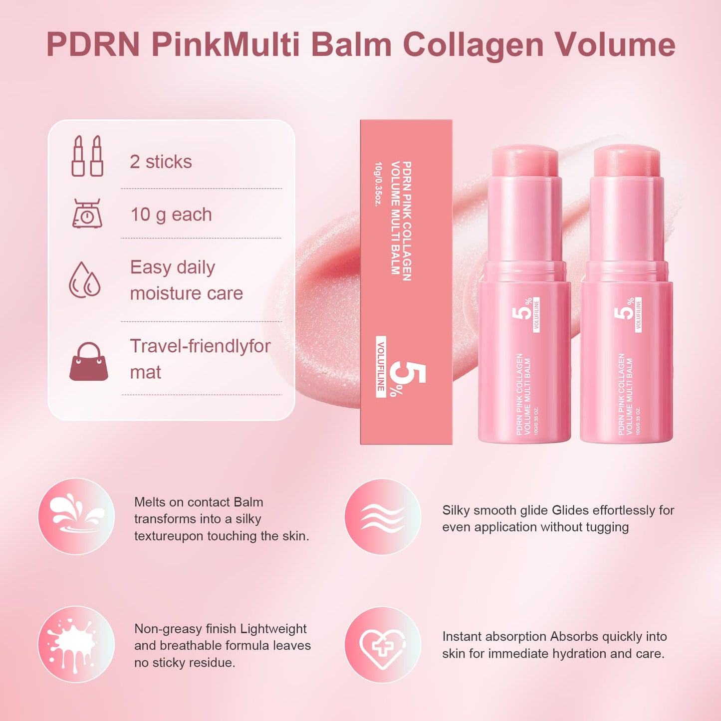 Vult PDRN Pink Collagen Volume Multi Balm, Volufiline Stick 2PCS Beauty and Personal Care Vult