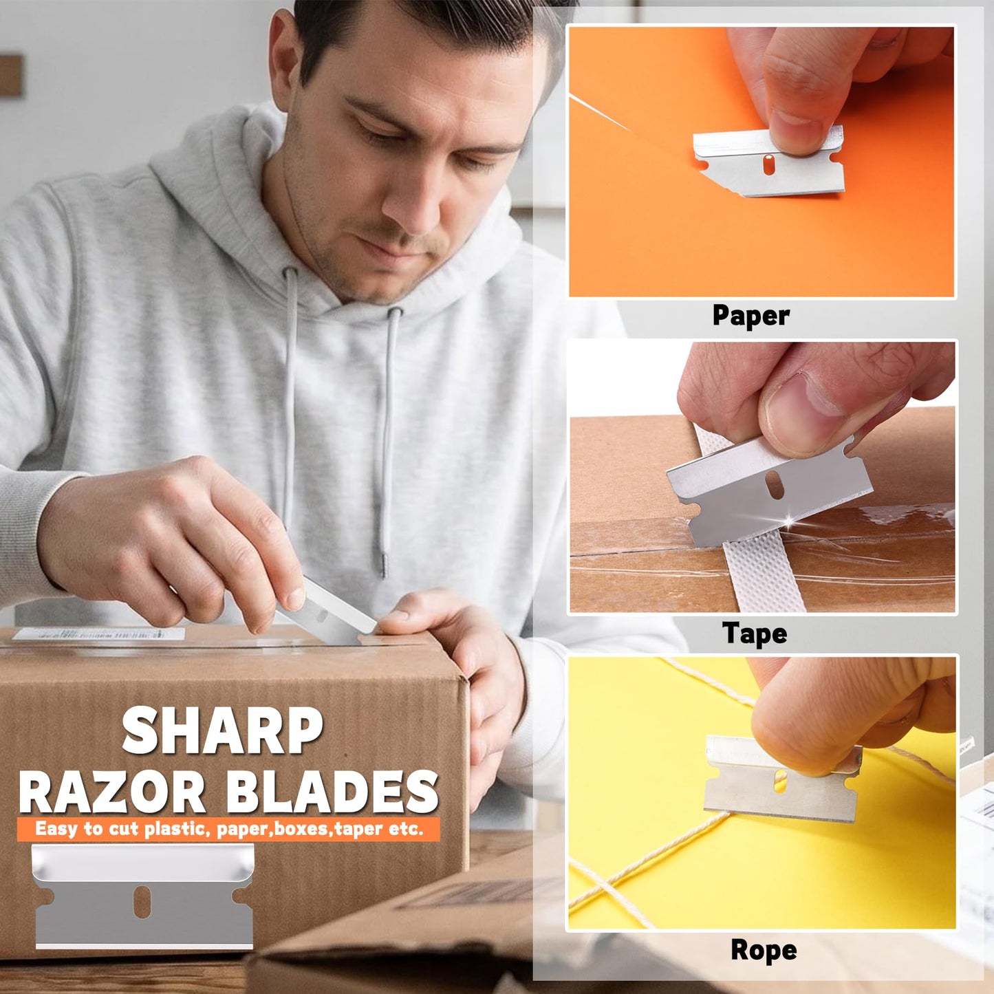 REXBETI 200PCS Single Edge Razor Blades, Industrial Razor Blades for Scraper, Suitable for Removing Labels, Decals, Stickers and Old Paint Beauty and Personal Care REXBETI