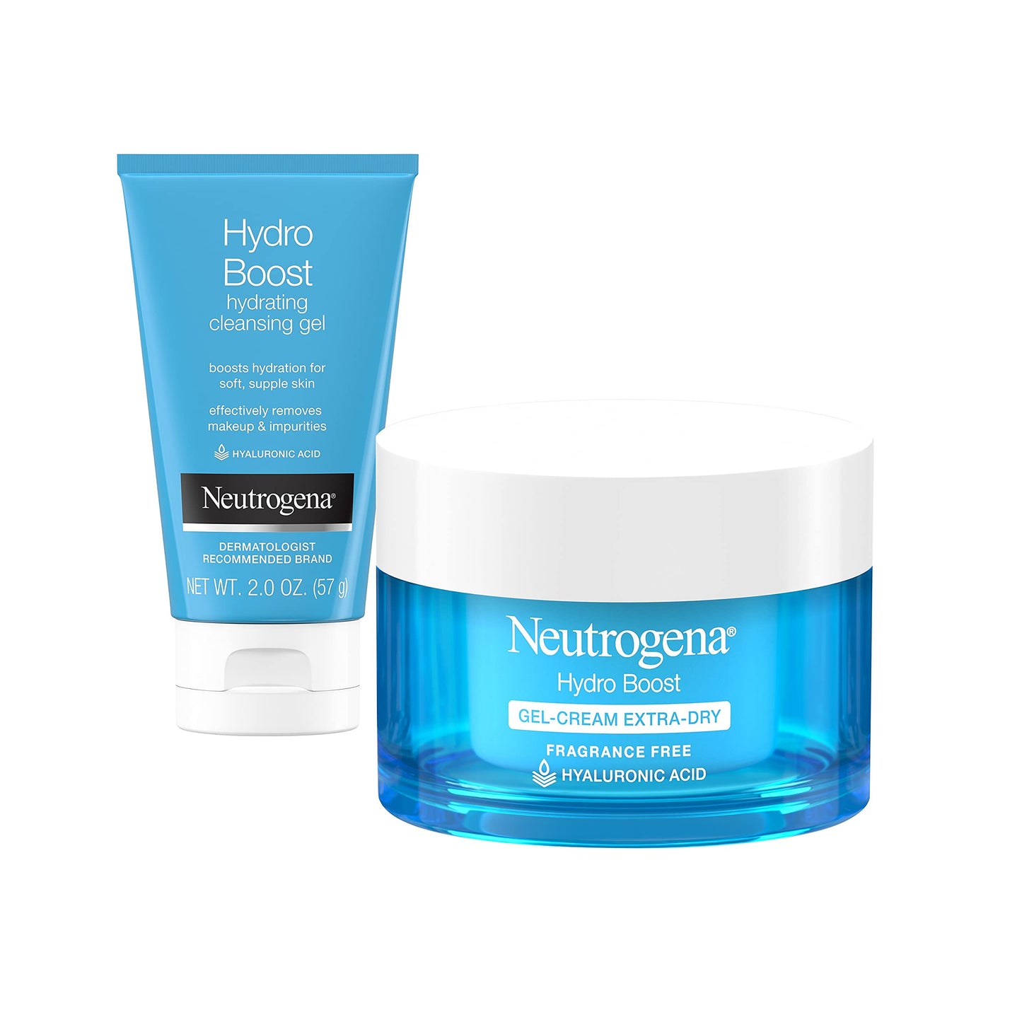 Neutrogena Hydro Boost Water Gel Fragrance-Free Facial Moisturizer, 1.7 fl. oz, Hydro Boost Hydrating Facial Cleansing Gel with Hyaluronic Acid, 2 oz Beauty & Personal Care Neutrogena