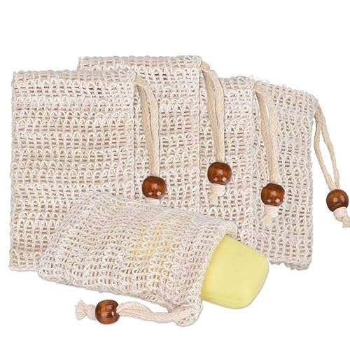 PHOGARY Sisal Soap Saver Bag (5-Pack) Ideal for Exfoliating & Save Soaps, Natural Fiber Soap Bags for Foaming and Drying The Soap, Organic Soap Bag Beauty & Personal Care PHOGARY