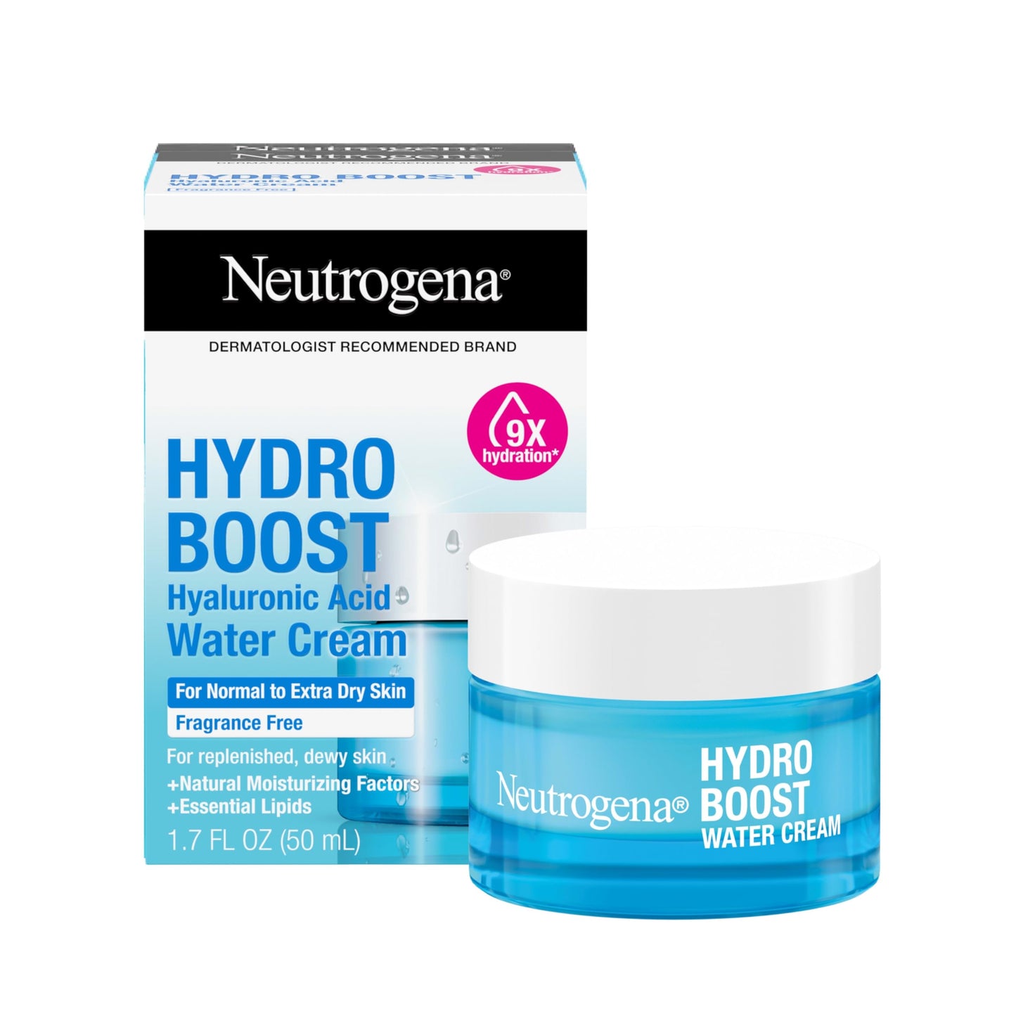 Neutrogena Hydro Boost Water Cream, 72 Hr Hydration for Normal/Extra Dry Skin, Fragrance Free, Face Moisturizer with Hyaluronic Acid, 1.7 oz. & Trial Beauty & Personal Care Neutrogena