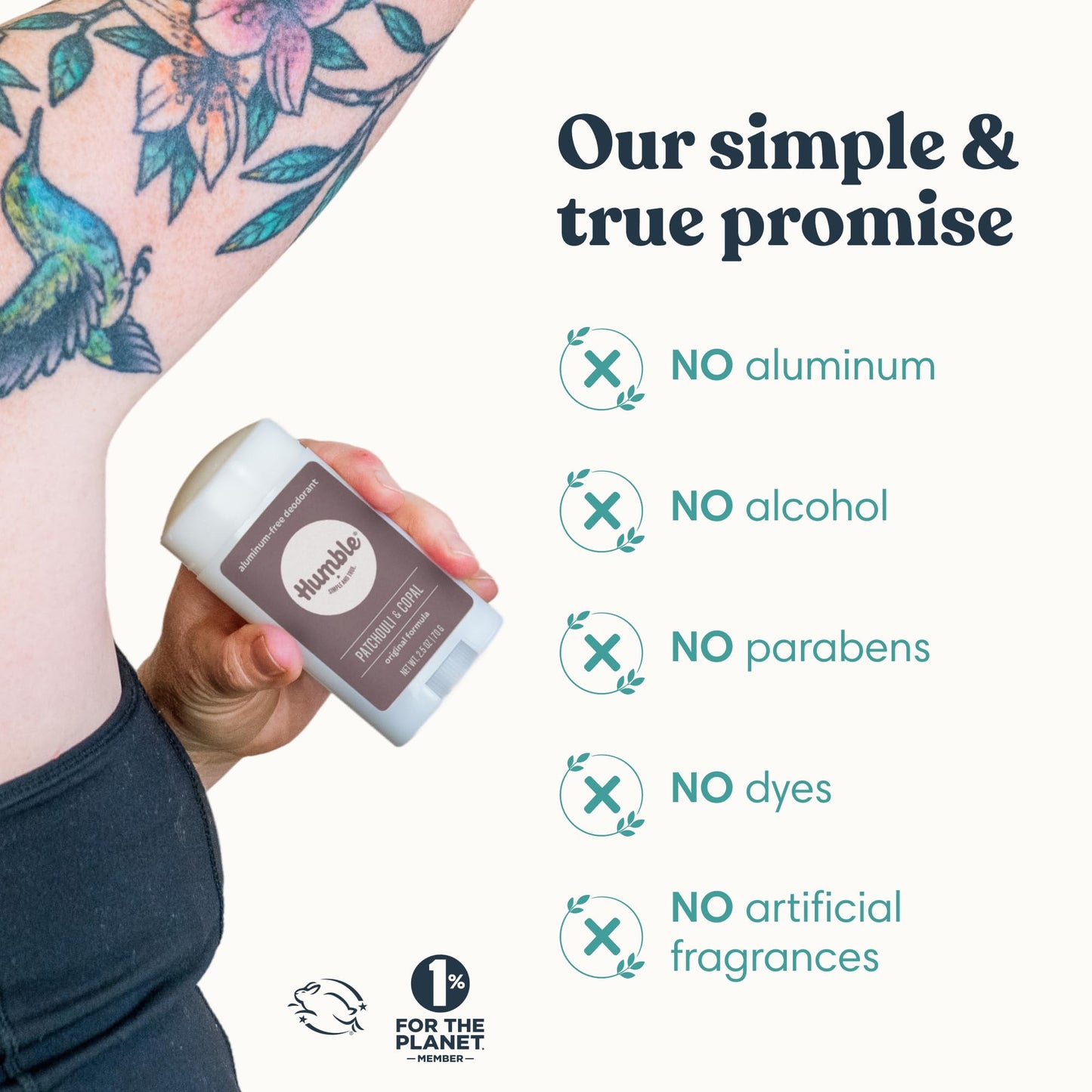 Humble Aluminum-Free Deodorant for Women & Men, Patchouli & Copal - Clean & Fresh Natural Deodorant Stick with Essential Oils for Long-Lasting Odor Beauty and Personal Care HUMBLE SIMPLE AND TRUE.