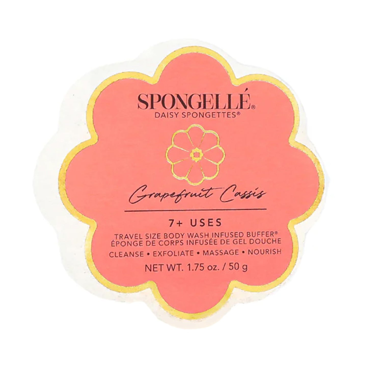 Spongellé Grapefruit Cassis Daisy Spongette Bath Sponge - Built-in Body Wash & Body Scrubber, Shower Loofah Sponge for Women, Travel Essentials - 7+ Beauty and Personal Care SPONGELLÉ