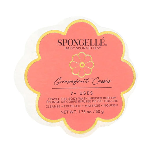 Spongellé Grapefruit Cassis Daisy Spongette Bath Sponge - Built-in Body Wash & Body Scrubber, Shower Loofah Sponge for Women, Travel Essentials - 7+ Beauty and Personal Care SPONGELLÉ