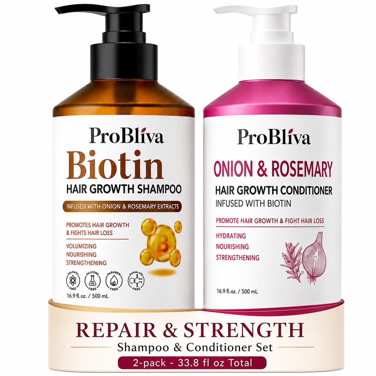 ProBliva Biotin Shampoo and Onion Conditioner Set for Thinning Hair in Adults 30+ - Strengthening Duo Reduces Shedding, Supports Fuller & Stronger Beauty & Personal Care ProBliva