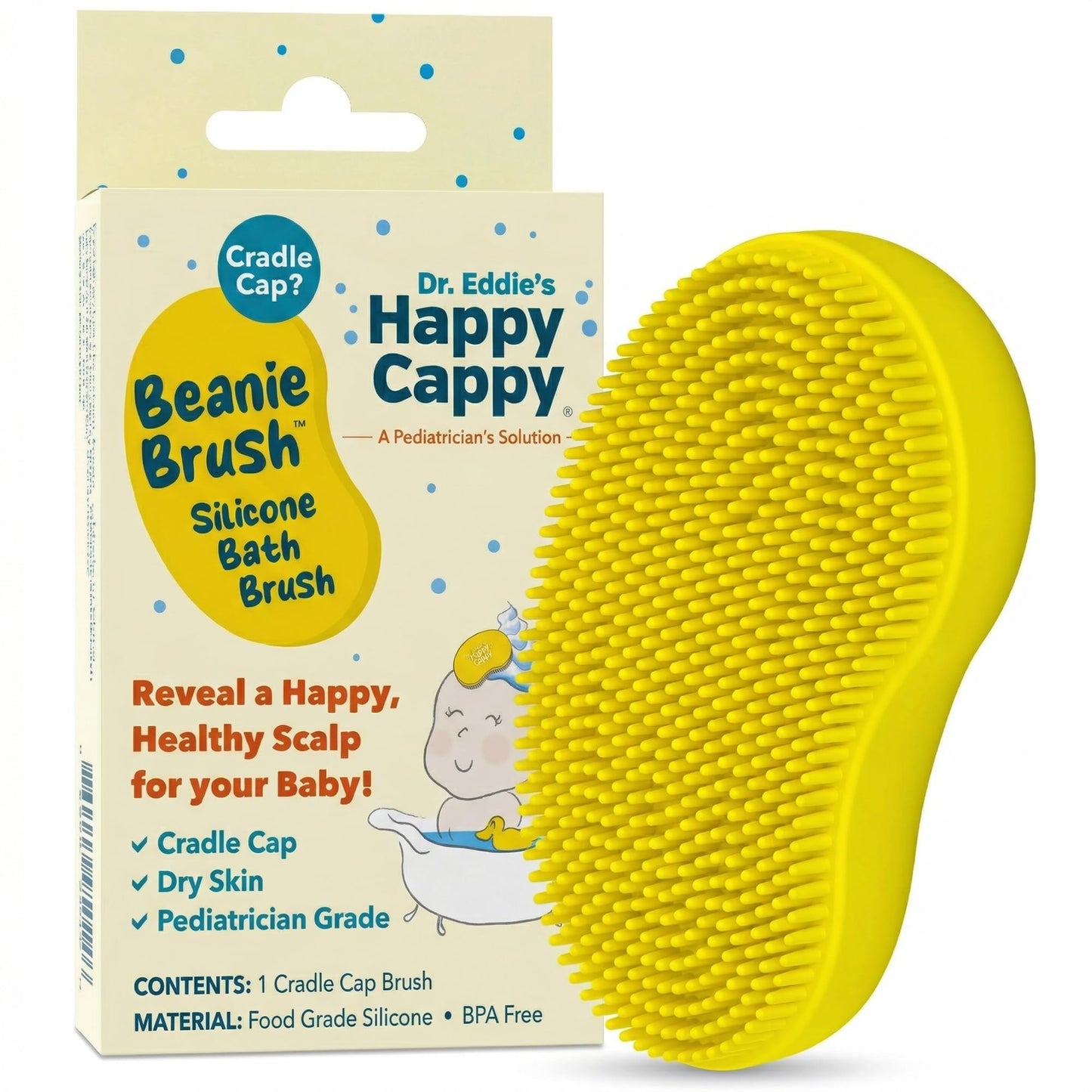 Happy Cappy Beanie Brush - Cradle Cap Brush for Babies, Dry Skin Care, Gentle Exfoliating Baby Scalp Scrubber for Bathing, Helps Dandruff and Flakes Beauty and Personal Care Happy Cappy