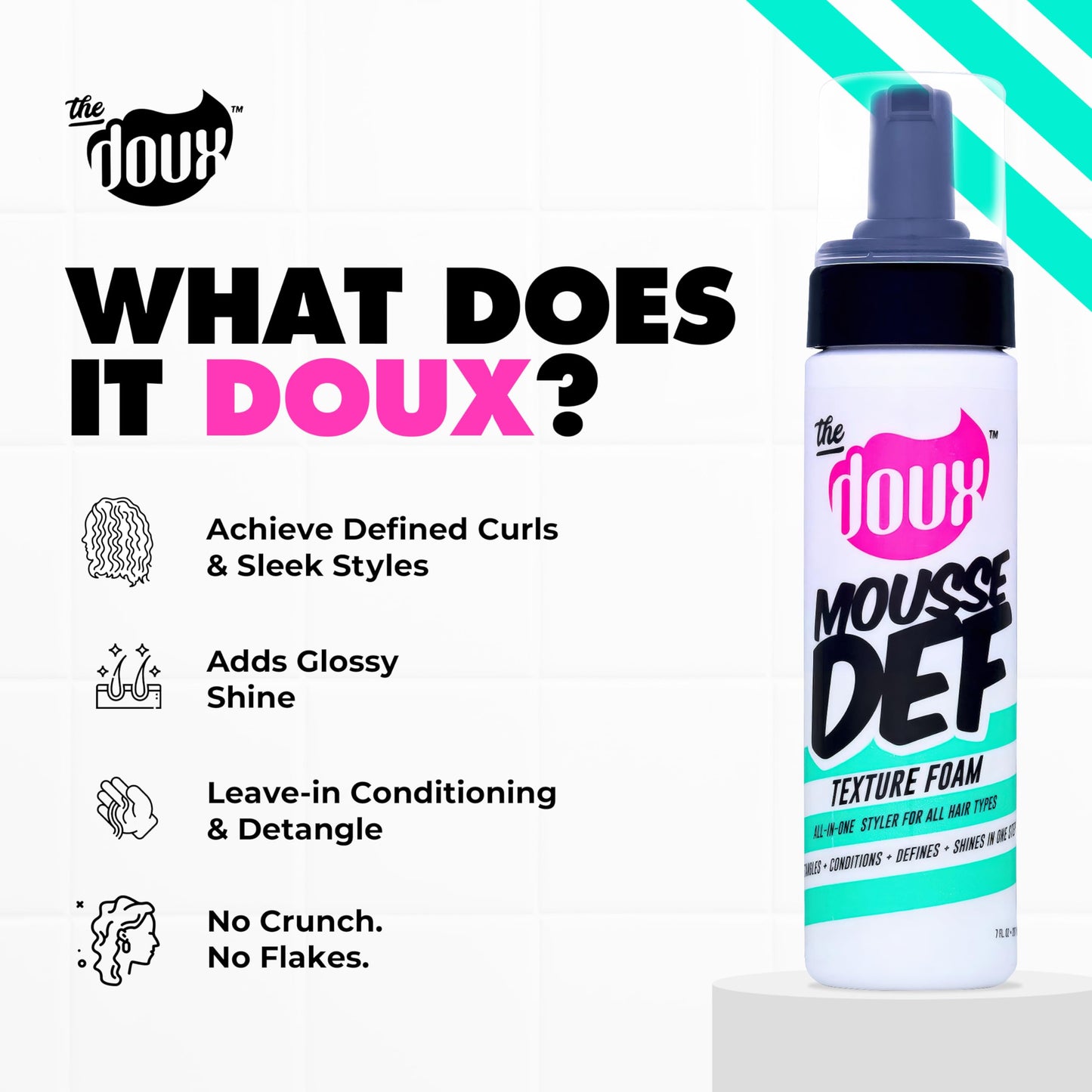 The Doux Multi-Use Mousse for Curly Hair - The Doux Mousse Def Texture Foam for Styling, Curl Definition, Volume & Shine - Curl Cream Alternative Beauty & Personal Care The Doux