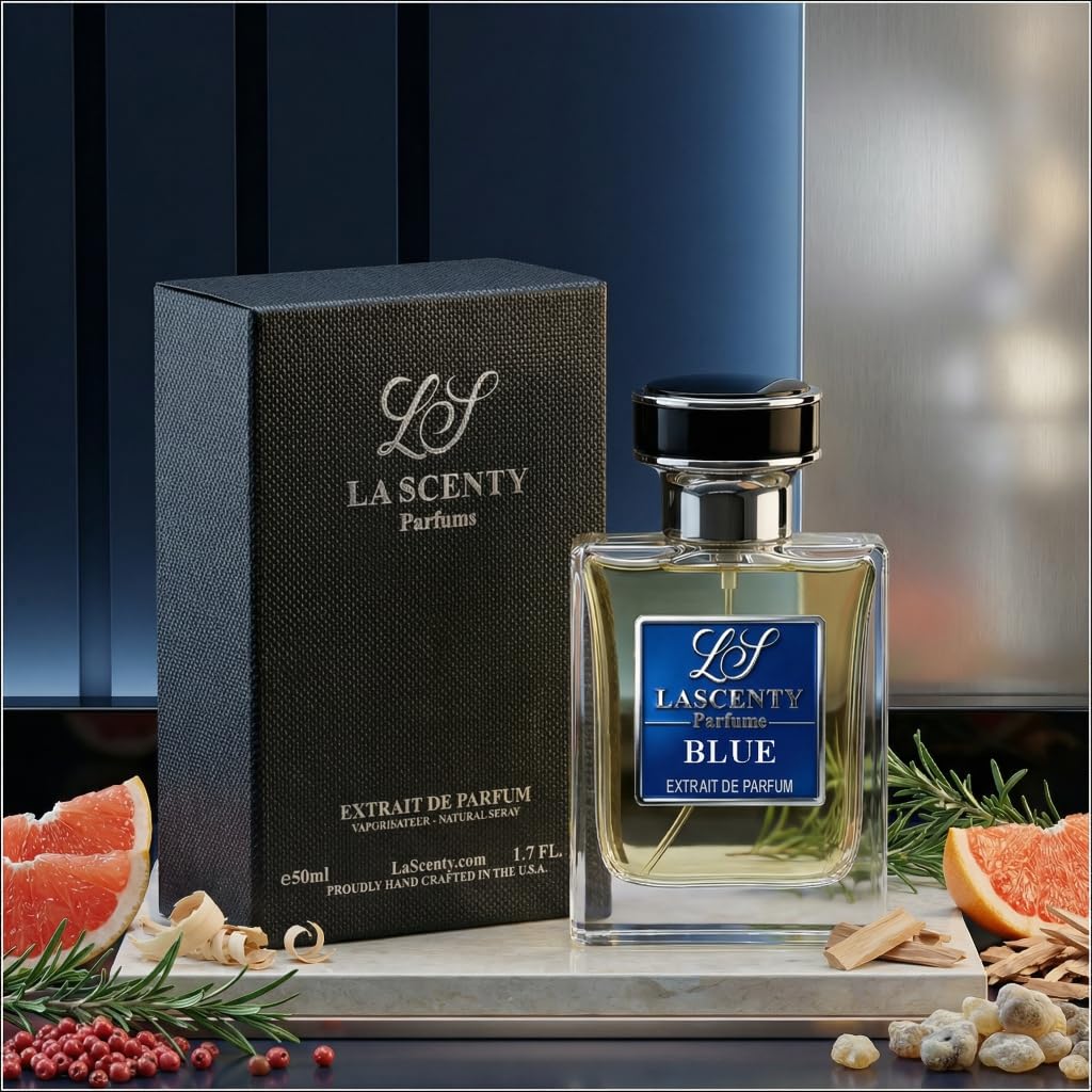 LaScenty BLUE Cologne Inspired by BLEU DE Chnl for Men (1.7oz / 50ml) | Extrait de Parfum | Long-Lasting Fresh Woody Aromatic Scent | Signature Bold Beauty & Personal Care LaScenty