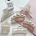 6 Pcs Pearl Hair Clips for Women Large Claw Clips for Thin Thick Hair White Hair Claw Clips for Wedding Gift Nonslip Hair Accessories for Women Beauty & Personal Care Sisiaipu