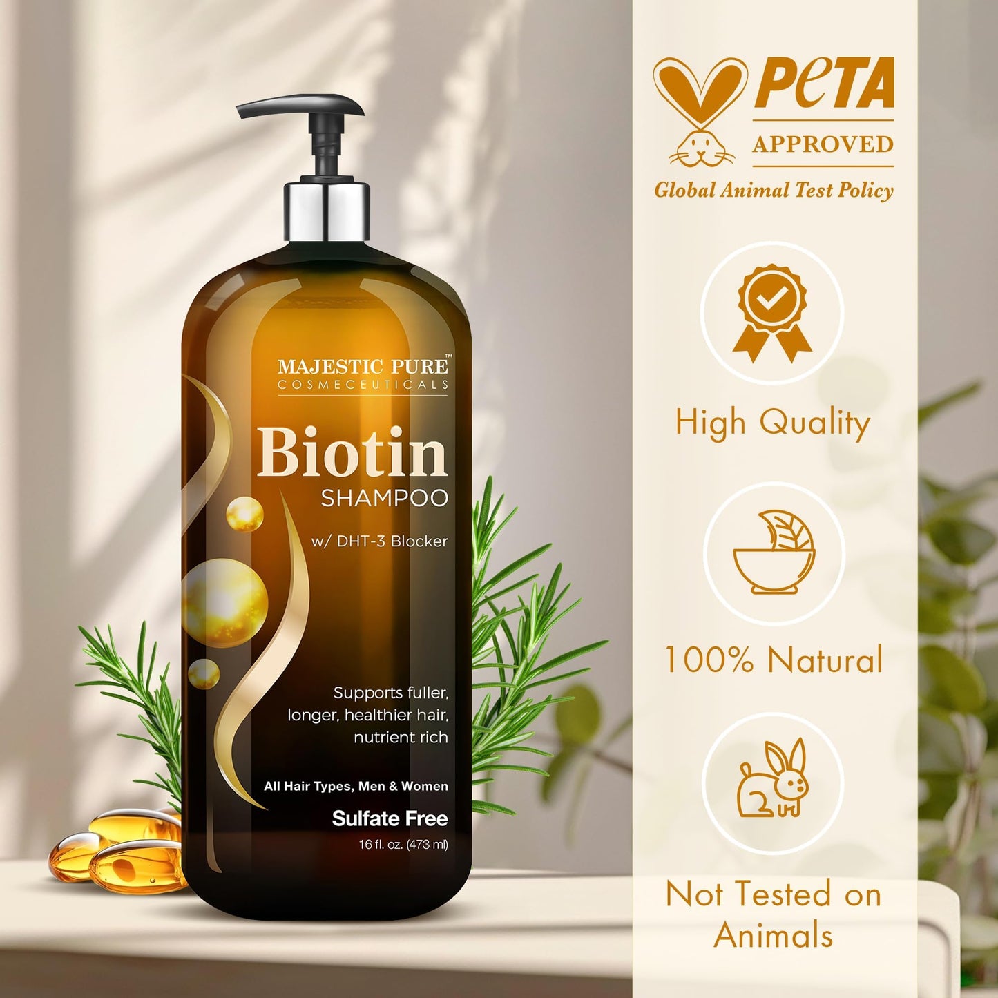 Majestic Pure Rosemary Castor & Biotin Shampoo for Thinning Hair-16fl oz Beauty and Personal Care Majestic Pure