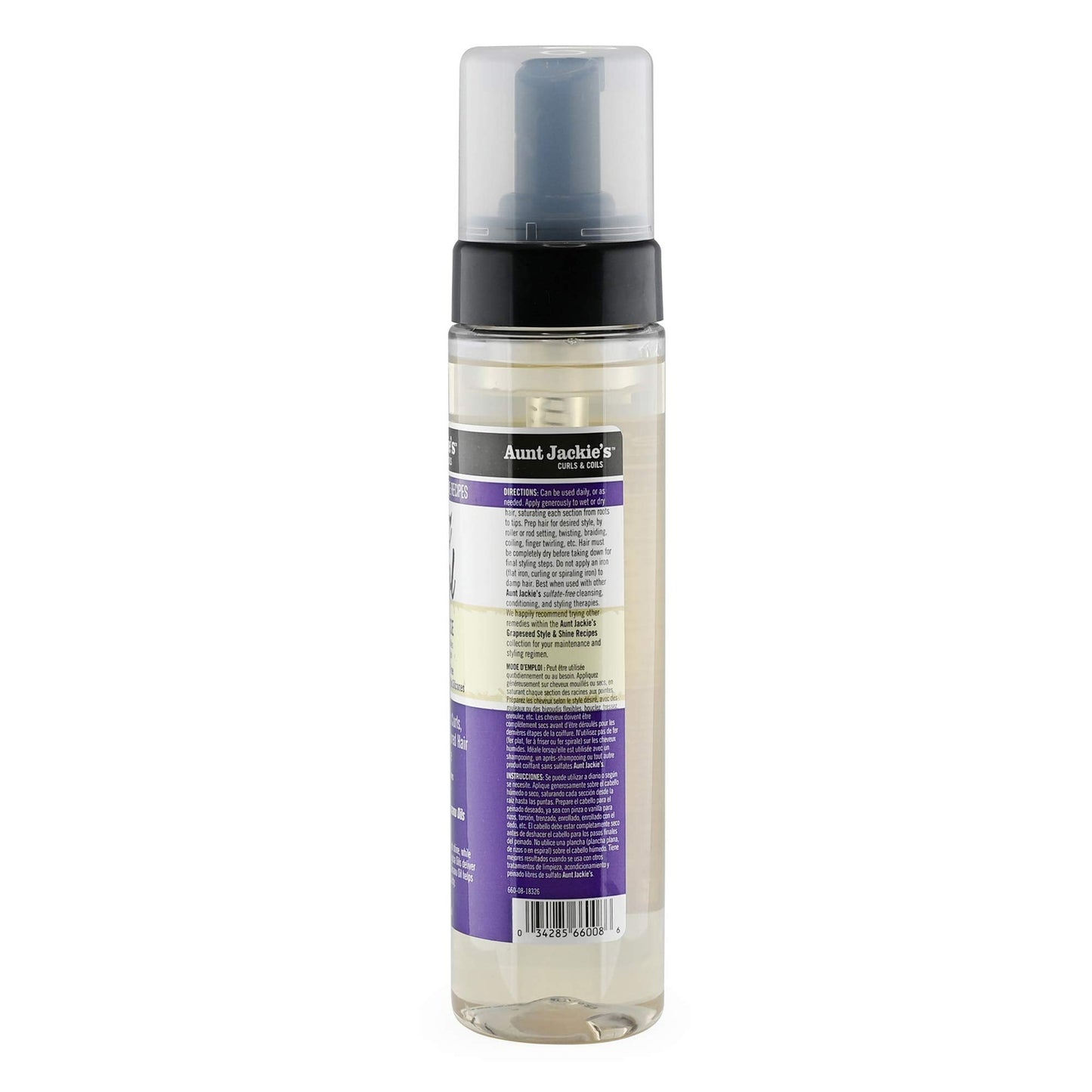 Aunt Jackie's Grapeseed Style and Shine Recipes Frizz Patrol Anti-Poof Setting Hair Mousse, Sets Curly Hair Styles in Place,Purple Fl.Oz 8.5 Ounce Beauty & Personal Care Aunt Jackie's