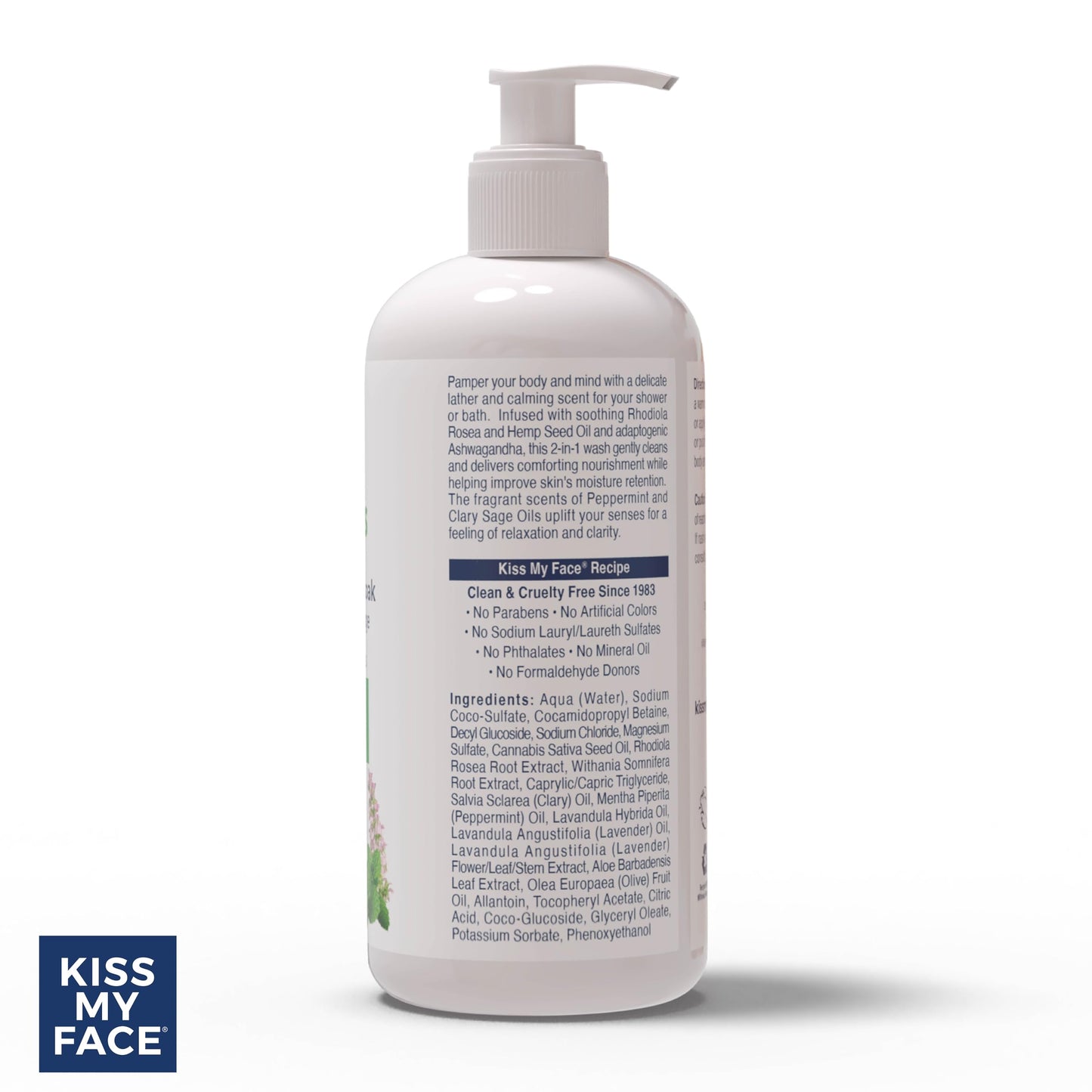 Kiss My Face De-Stress 2-in-1 Body Wash & Bath Soak - Peppermint + Clary Sage - Botanical Blend - Vegan and Cruelty Free - With added Rhodiola Rosea Beauty & Personal Care Kiss My Face