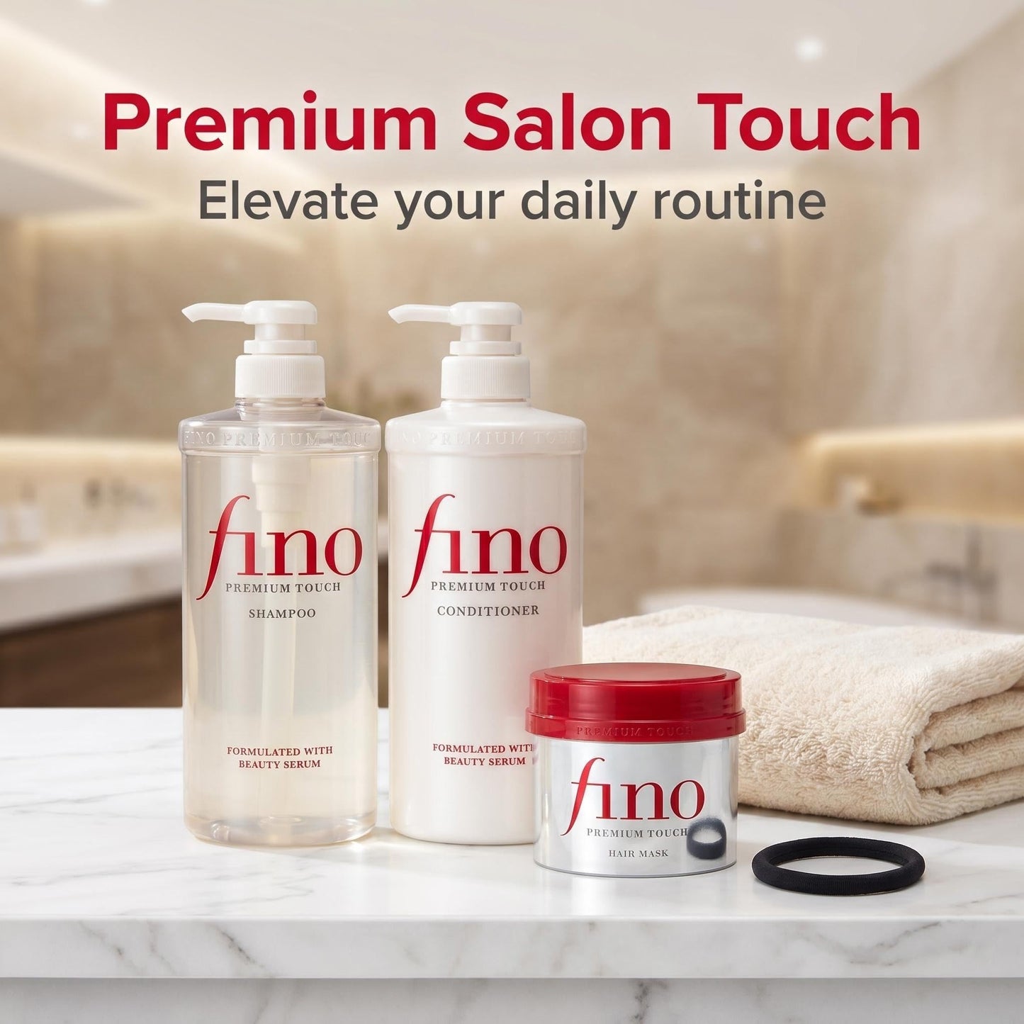 TJ SIGNATURE Fino Premium Touch Hair Care Set - Shampoo (550ml), Conditioner (550ml) & Mask (230g) - 4-Piece J-Beauty System for Dry Damaged Hair Beauty & Personal Care TJ SIGNATURE