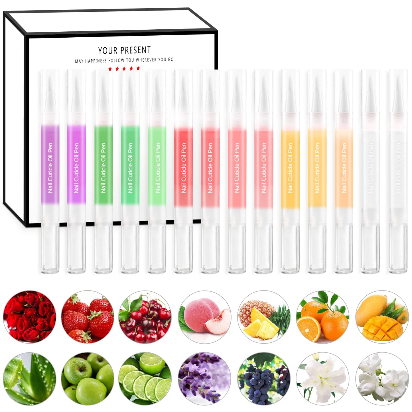 SULLMAR 12Pcs Nail Cuticle Oils Nail Nutrition Oil Pen Nail Nourishment Pens 12 Smell Cuticle Revitalizer for Agnail Nourish Skin Nail Care Beauty & Personal Care SULLMAR