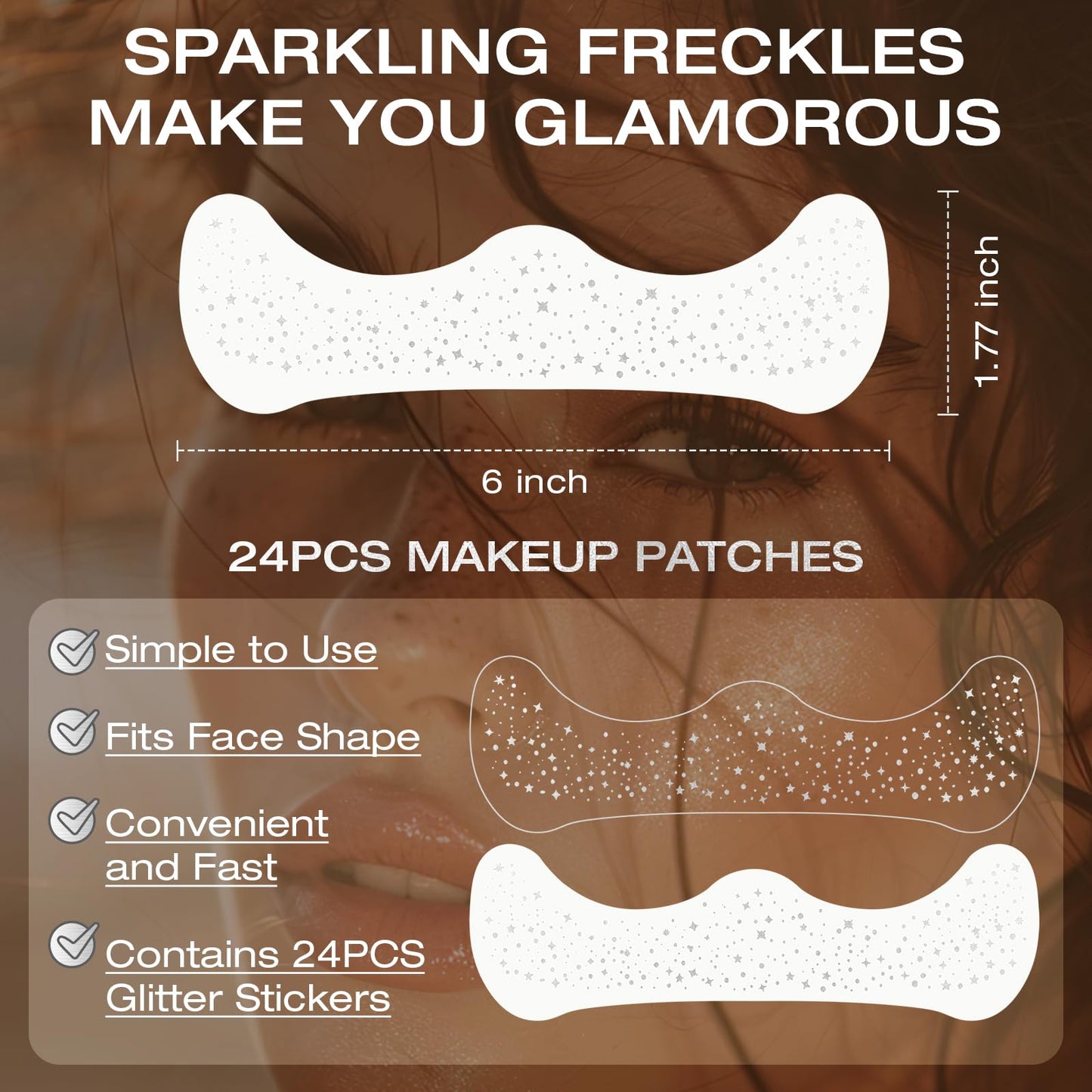 Leterly 24 Pcs Glitter Freckles Face Tattoo,Silver Face Glitter Makeup Patches Cute Sparkle Freckles Patches Waterproof Makeup Speckles for Face Beauty & Personal Care Leterly