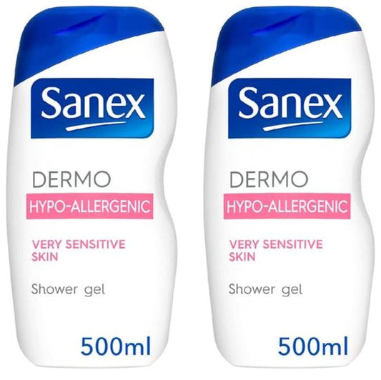 Sanex Dermo Hypo- Allergenic Shower Gel for Very Sensitive Skin Set of 2 x 500 ml by Sanex Beauty & Personal Care Sanex