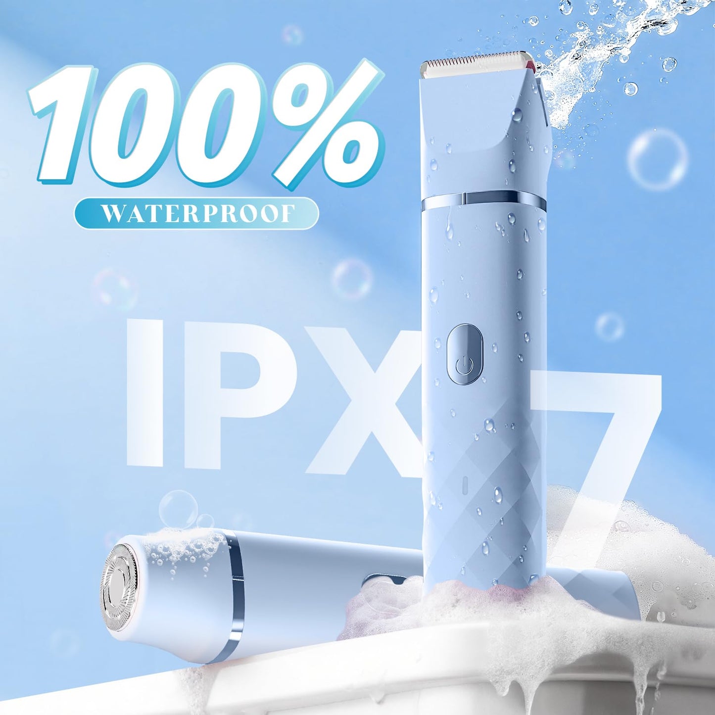 Bikini Trimmer for Women, IPX7 Waterproof, Painless Rechargeable Electric Razor Remover, 2-in-1 Facial & Pubic Hair Removal for Sensitive Skin Beauty and Personal Care AIDIAM