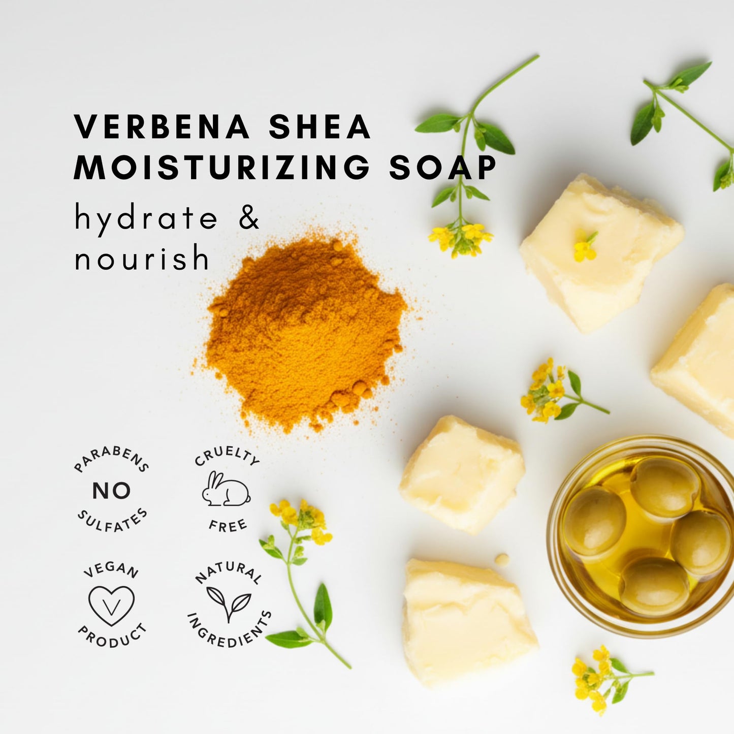Olivia Care Moisturizing Bar Soap Pack by 100% Natural & Organic Infused with Verbena, Shea Butter & Turmeric Deep Clean, Refreshing, Moisturizing Beauty & Personal Care Olivia Care