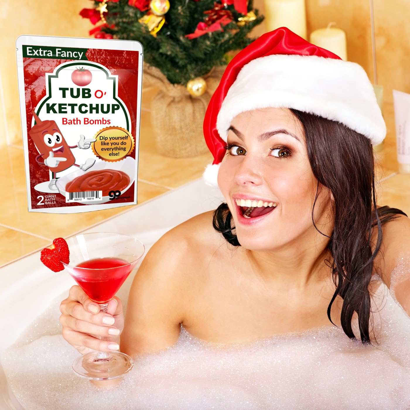Tub O Ketchup Bath Bombs - Funny Ketchup Colored Bath Balls for Men - XL Black Cherry Bath Fizzers, Handcrafted, Made in America, 2 Count Beauty & Personal Care Gears Out