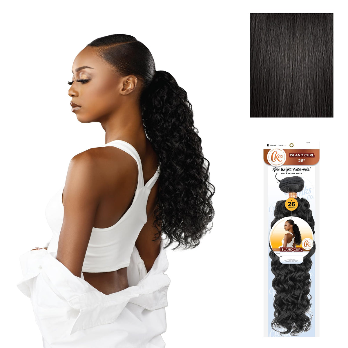 Sensationnel CKCO Synthetic Bundle-Island Curl,26 inch, 1B OFFBLACK