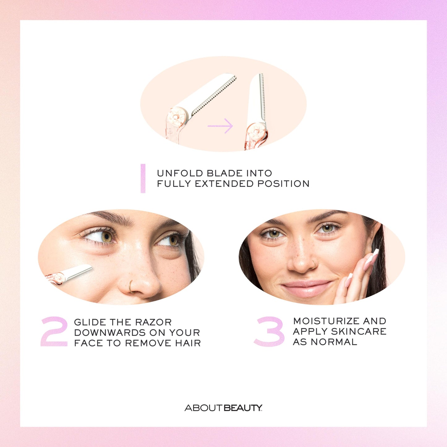 About Beauty Fuzz-Free Fold-n-Go Groomers - 3 Folding Beauty Groomers for Hair Removal, Ideal for Shaving, Exfoliating, and Brow Shaping, Japanese Beauty and Personal Care About Face