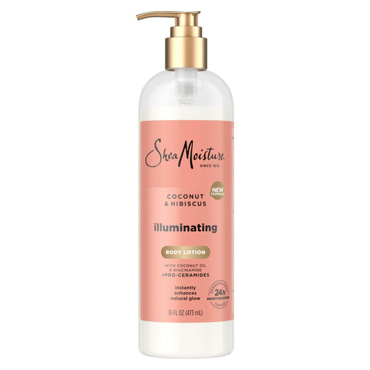 SheaMoisture Illuminating Body Lotion with Coconut Oil, Hibiscus, Niacinamide and Pro-Ceramides, Instantly Enhancing Skin's Natural Glow, 24H Beauty & Personal Care Shea Moisture