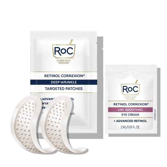 RoC Retinol Correxion Deep Wrinkle Non-Invasive Targeted Patches with Hyaluronic Acid + Firming Peptides for Forehead, 11 Lines, Crow’s Feet and Laugh Beauty and Personal Care RoC Default Title
