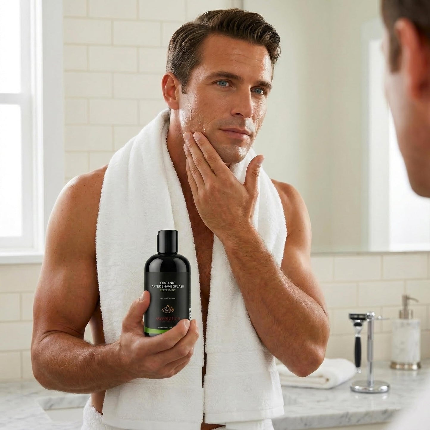 Sweetsation Therapy Organic After Shave Minty Splash, 8oz. Soothing, Calming, Refreshing Mint Water. All Natural. Beauty and Personal Care Sweetsation Therapy