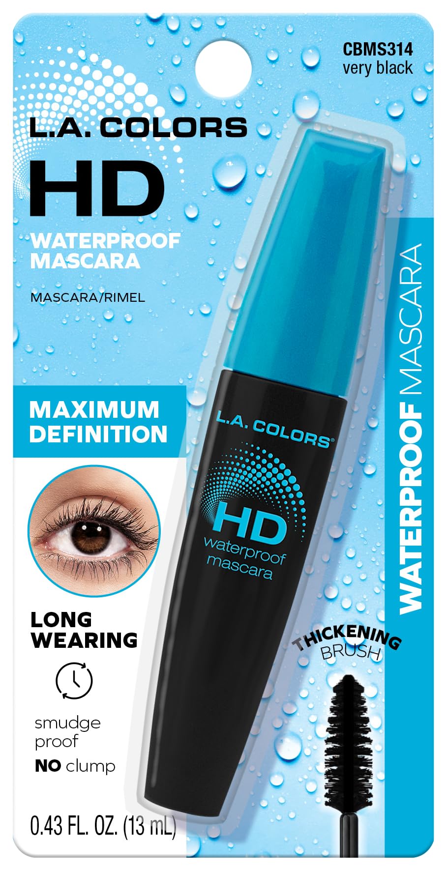 L.A. COLORS HD Waterproof Mascara, Very Black - Carded CBMS314 Beauty & Personal Care L.A. COLORS