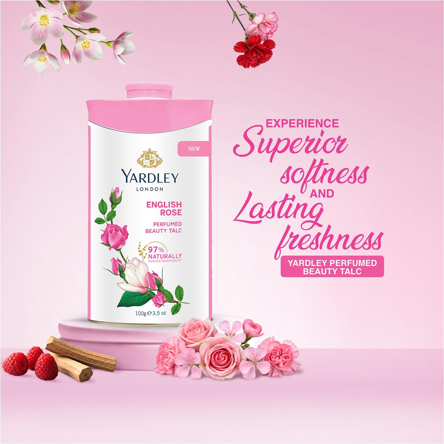 Yardley London English Rose Perfumed Deodorizing Talc Talcum Powder 100gm Beauty & Personal Care Yardley