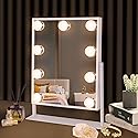 Hansong Vanity Mirror with Lights Lighted Makeup Mirror with 9 LED Bulbs Plug in Light Up Makeup Mirror with Lights 360 Rotation with 10x Magnifying Beauty & Personal Care Hansong