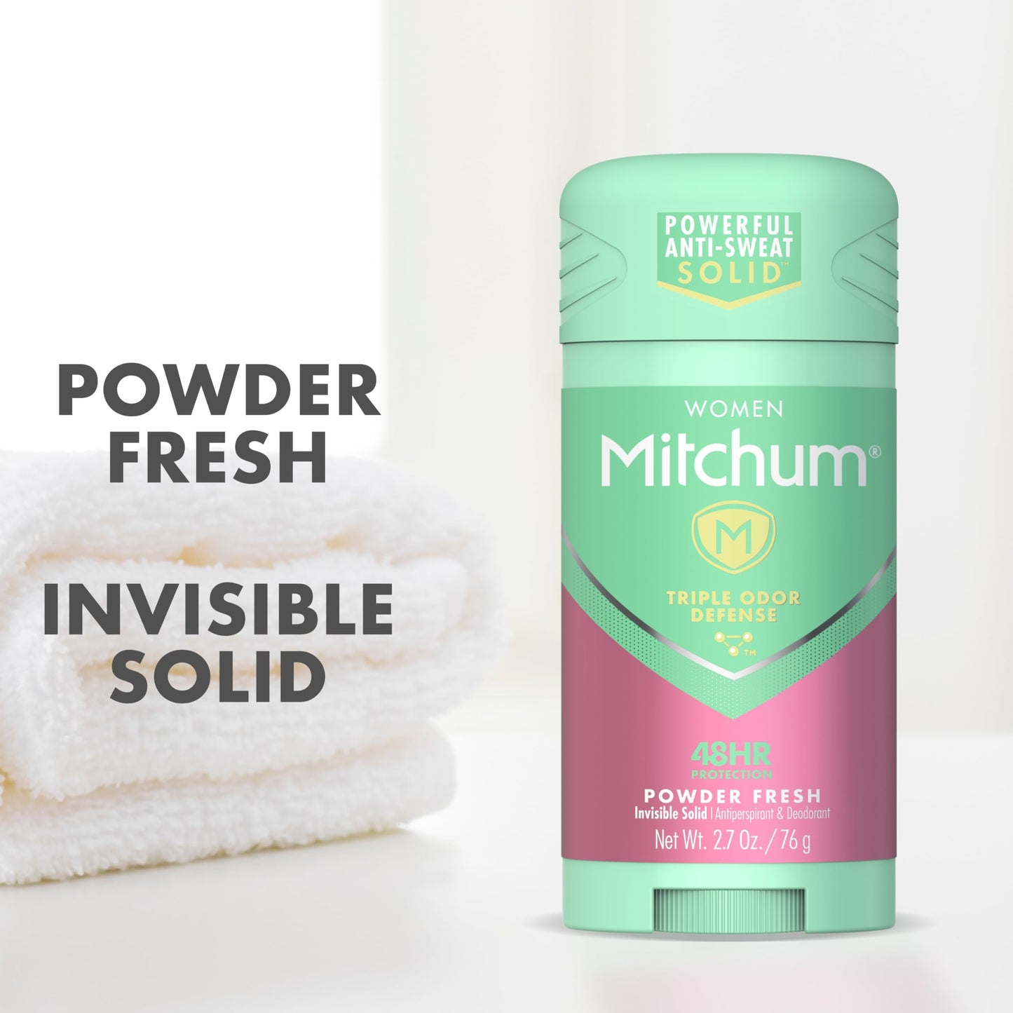 Women's Deodorant by Mitchum, Solid Antiperspirant Deodorant Stick, Powder Fresh, 2.7 Oz (Pack of 1) Beauty and Personal Care Mitchum